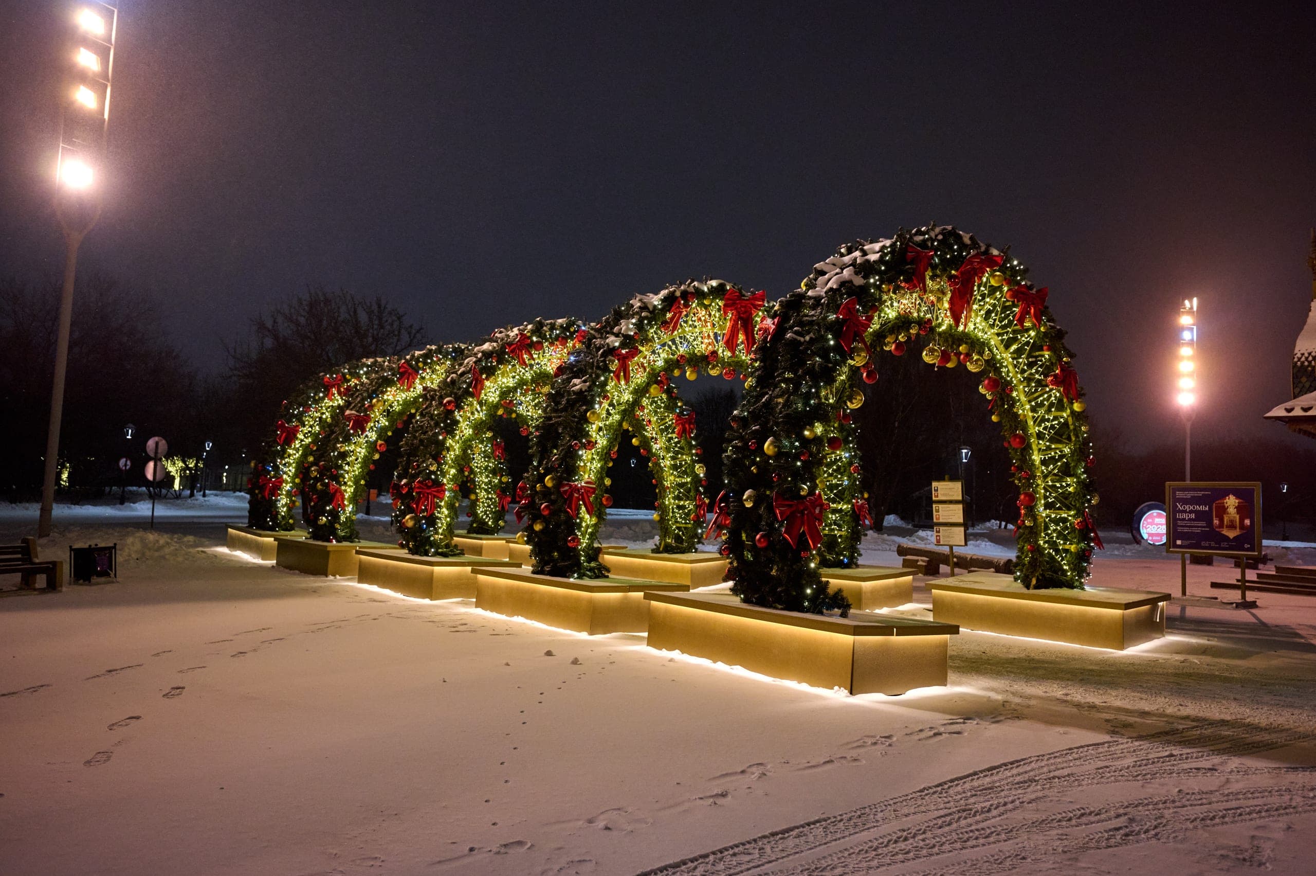 Хвойная световая арка в Коломенском