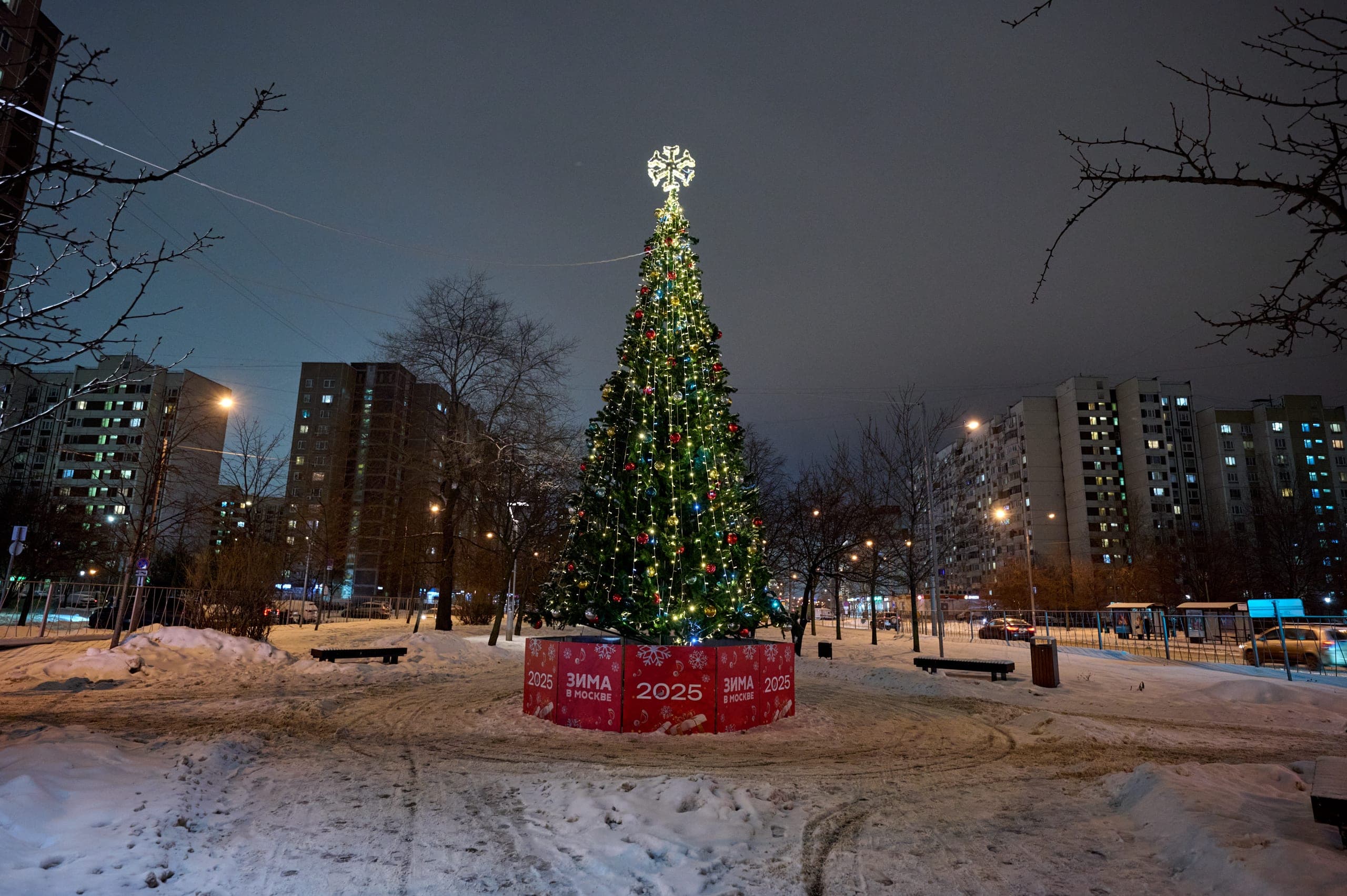 Декоративная новогодняя ель на улице Генерала Кузнецова
