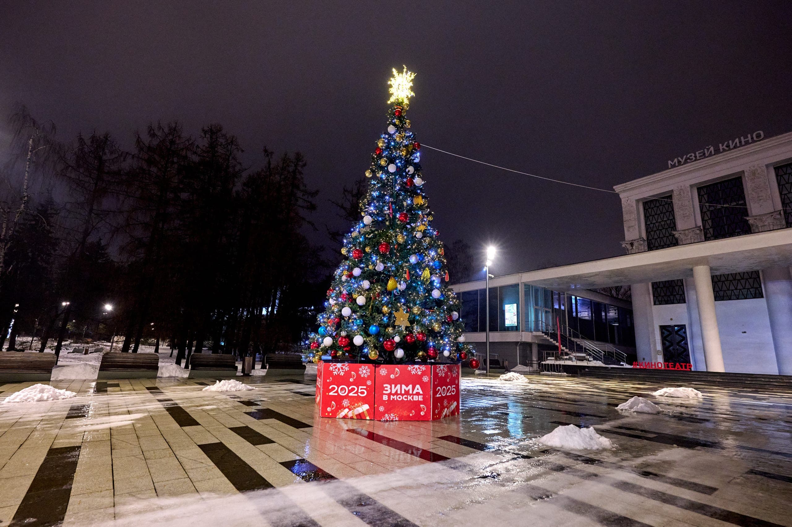 Декоративная новогодняя ель у Музея кино на ВДНХ
